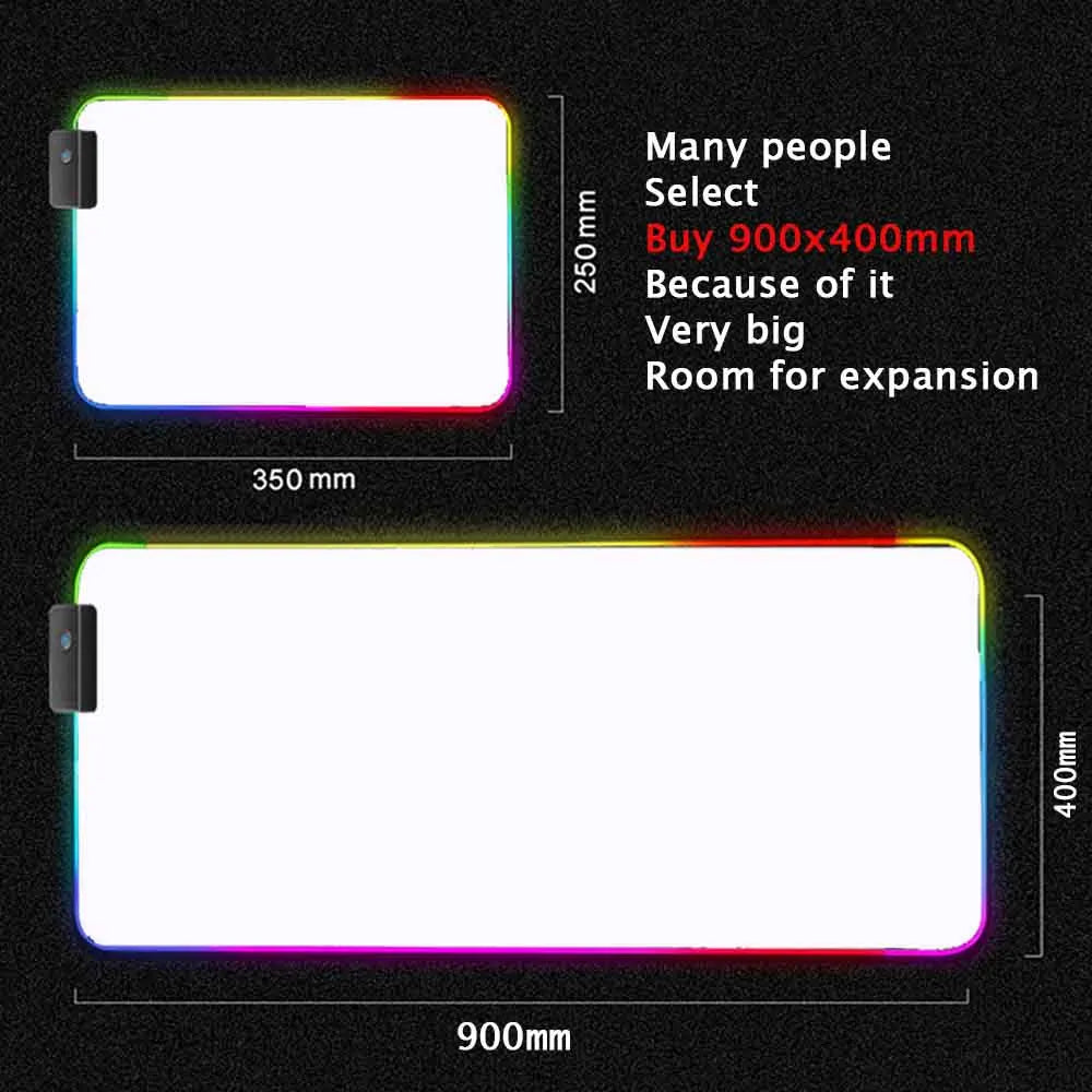 Black and White Mouse Pad Gamer Pink Mouse Mat Simple Gaming Led Lights Mousepad Rgb Computer Accessories Table Pads Large Mats