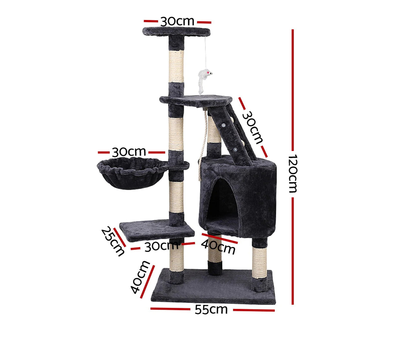 I.Pet Cat Tree 120Cm Tower Scratching Post Scratcher Wood Condo House Bed Toys
