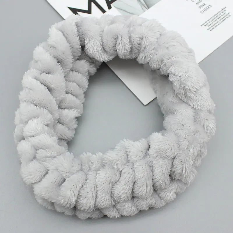 Coral Fleece Headband Elastic Kont Hairband Plush Headband Elastic Solid Korean Style Bow Hairbands Wash Face Hair Accessories
