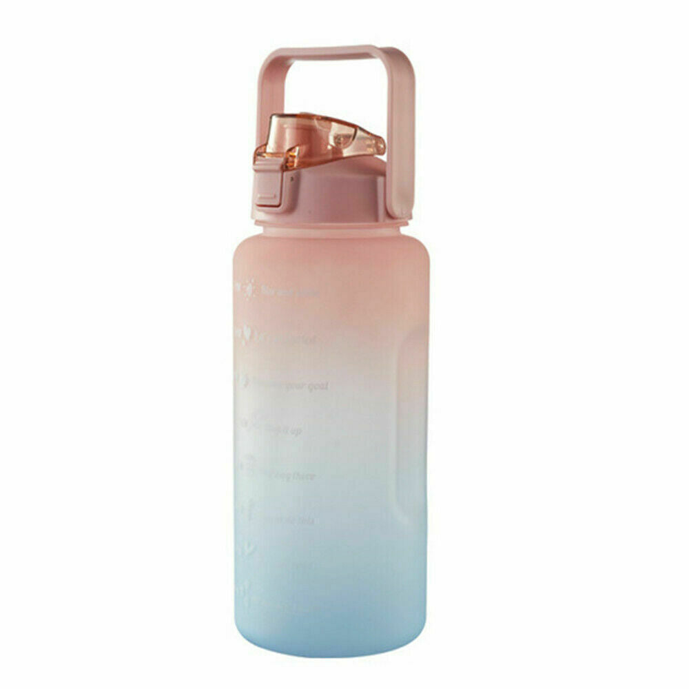 2L Sports Water Bottle Large Capacity Straw Time Motivational Fitness Jugs AU