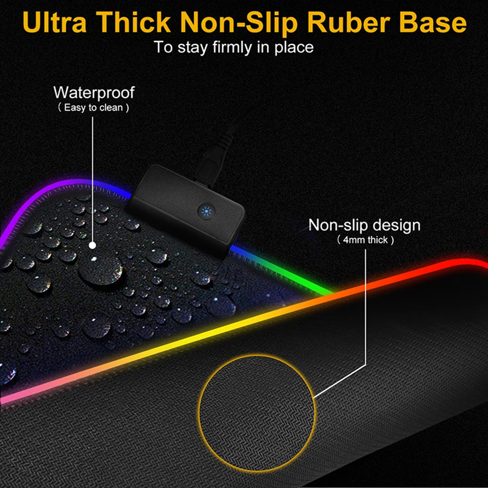 Black and White Mouse Pad Gamer Pink Mouse Mat Simple Gaming Led Lights Mousepad Rgb Computer Accessories Table Pads Large Mats