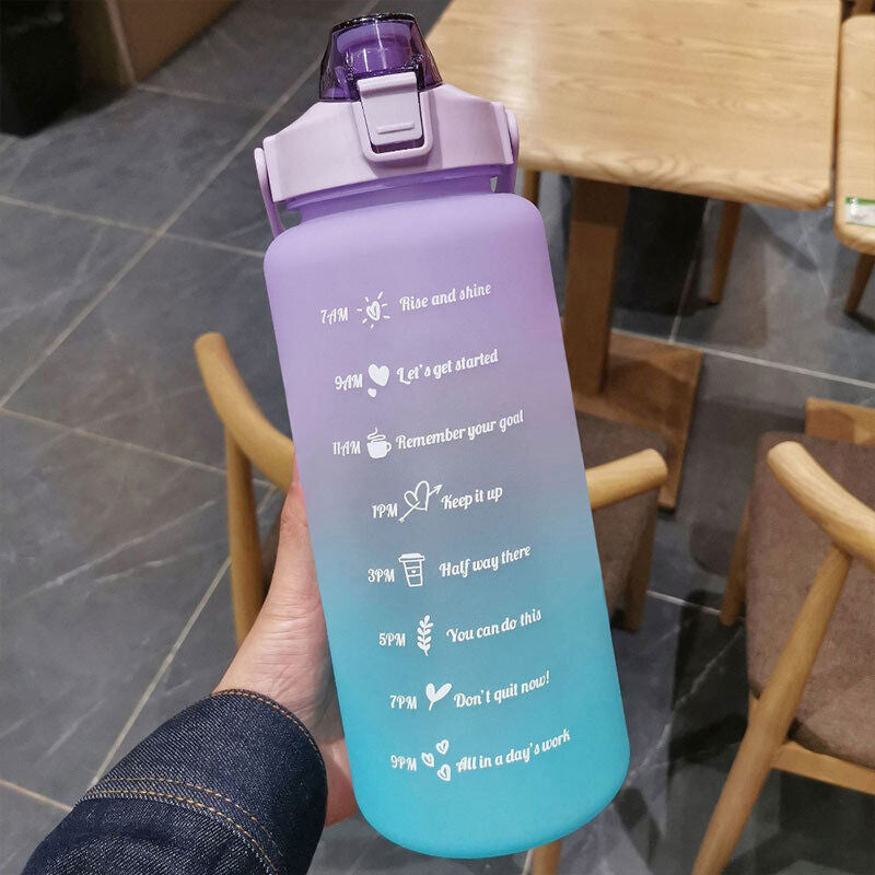 2L Sports Water Bottle Large Capacity Straw Time Motivational Fitness Jugs AU