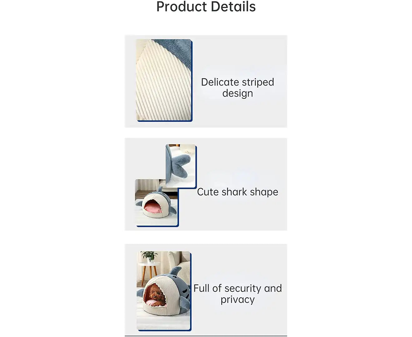 Shark Cat House Cute Pet Cat Bed Warm Soft Cat Nest Dog Litter Kitten Cave Litter Washable Cat Recliner Sofa Bed Comfortable Four Seasons (Grey,L)