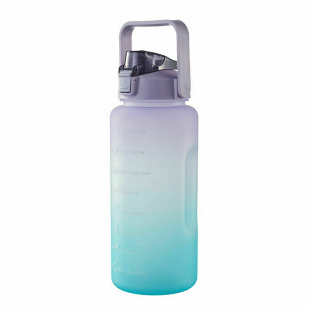 2L Sports Water Bottle Large Capacity Straw Time Motivational Fitness Jugs AU