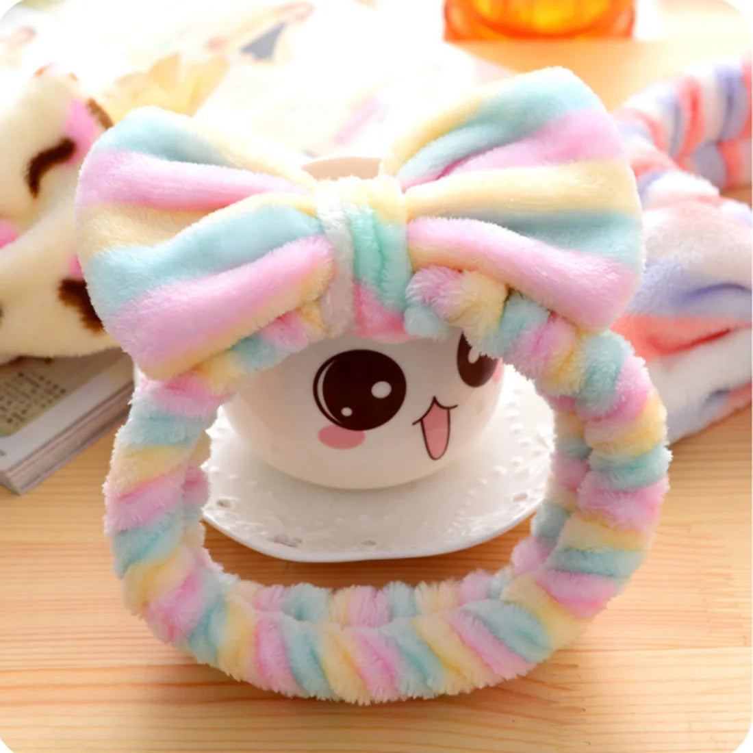 Coral Fleece Headband Elastic Kont Hairband Plush Headband Elastic Solid Korean Style Bow Hairbands Wash Face Hair Accessories