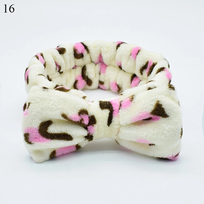 Coral Fleece Headband Elastic Kont Hairband Plush Headband Elastic Solid Korean Style Bow Hairbands Wash Face Hair Accessories