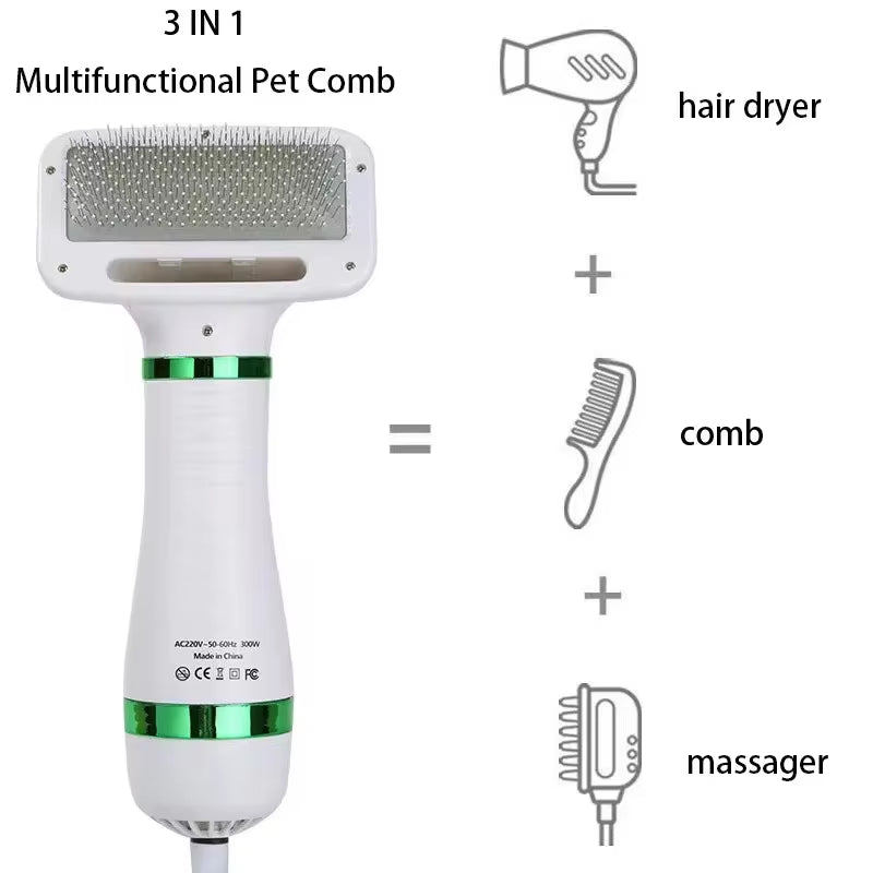 Pet Hair Dryer with Slicker Brush Grooming for Cat and Dog Brush Professional Home Grooming Furry Drying Portable Dog Blower