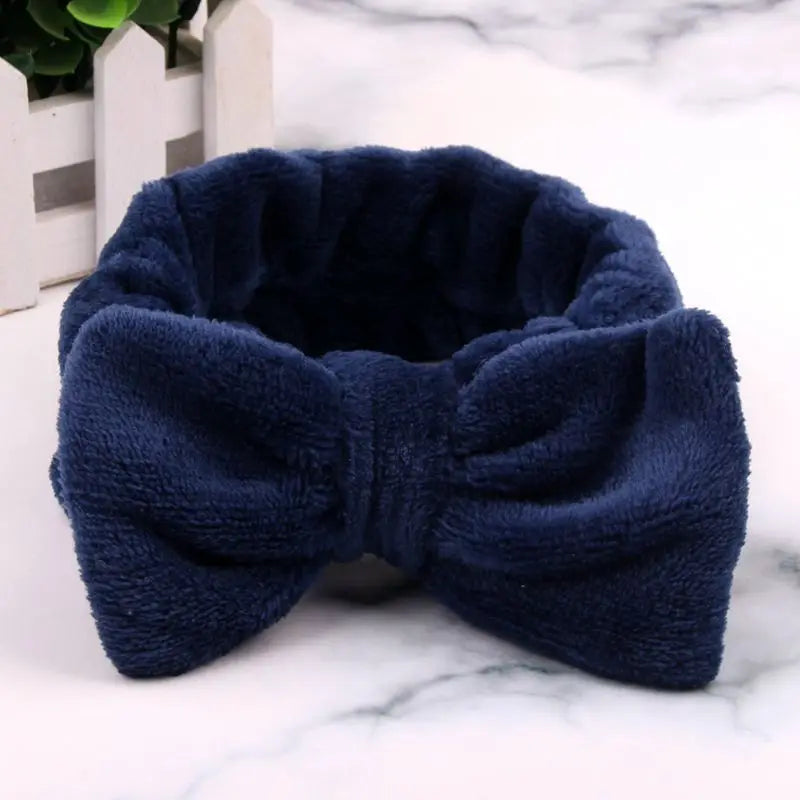 Coral Fleece Headband Elastic Kont Hairband Plush Headband Elastic Solid Korean Style Bow Hairbands Wash Face Hair Accessories