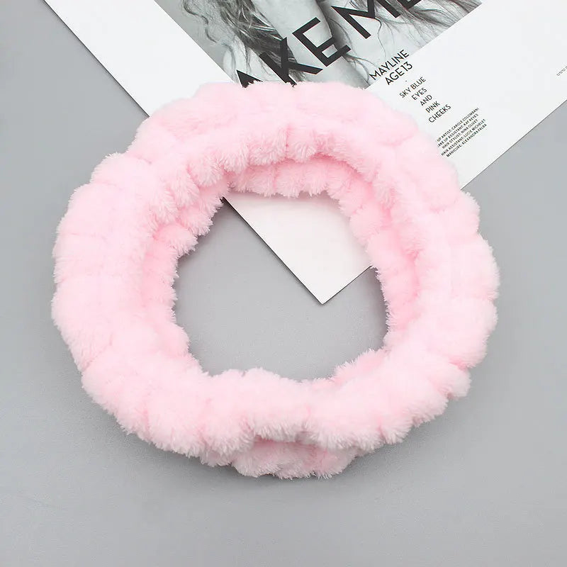 Coral Fleece Headband Elastic Kont Hairband Plush Headband Elastic Solid Korean Style Bow Hairbands Wash Face Hair Accessories