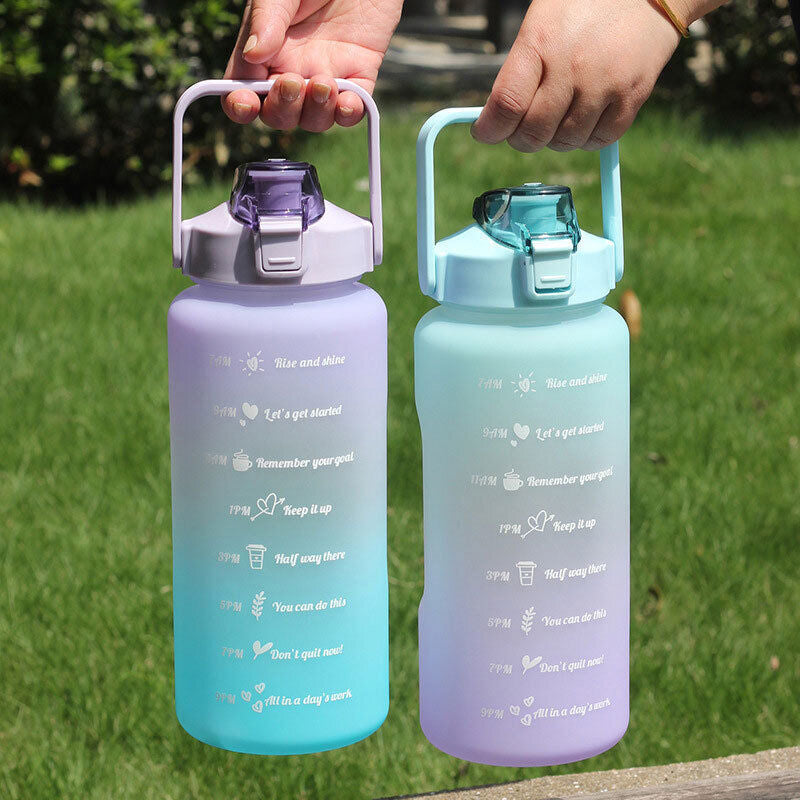2L Sports Water Bottle Large Capacity Straw Time Motivational Fitness Jugs AU