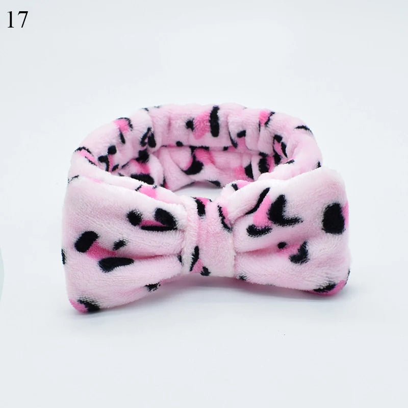 Coral Fleece Headband Elastic Kont Hairband Plush Headband Elastic Solid Korean Style Bow Hairbands Wash Face Hair Accessories