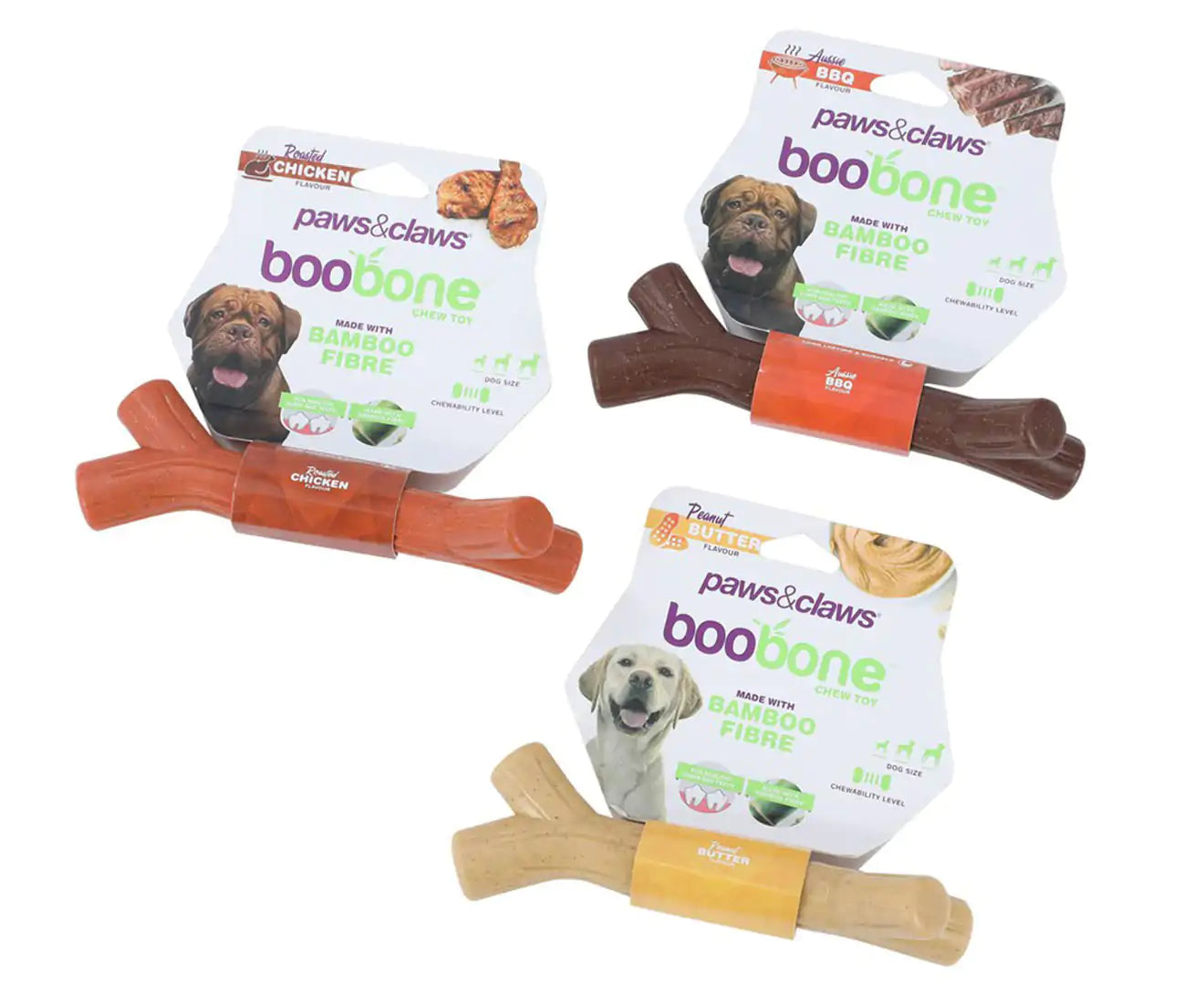 Paws & Claws Boobone 18.5Cm Bamboo Fibre Bone Dog Chew Treat/Toy Aussie BBQ