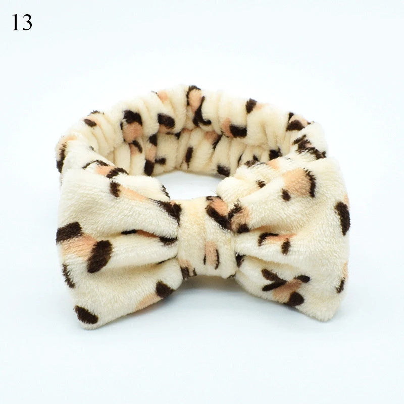 Coral Fleece Headband Elastic Kont Hairband Plush Headband Elastic Solid Korean Style Bow Hairbands Wash Face Hair Accessories