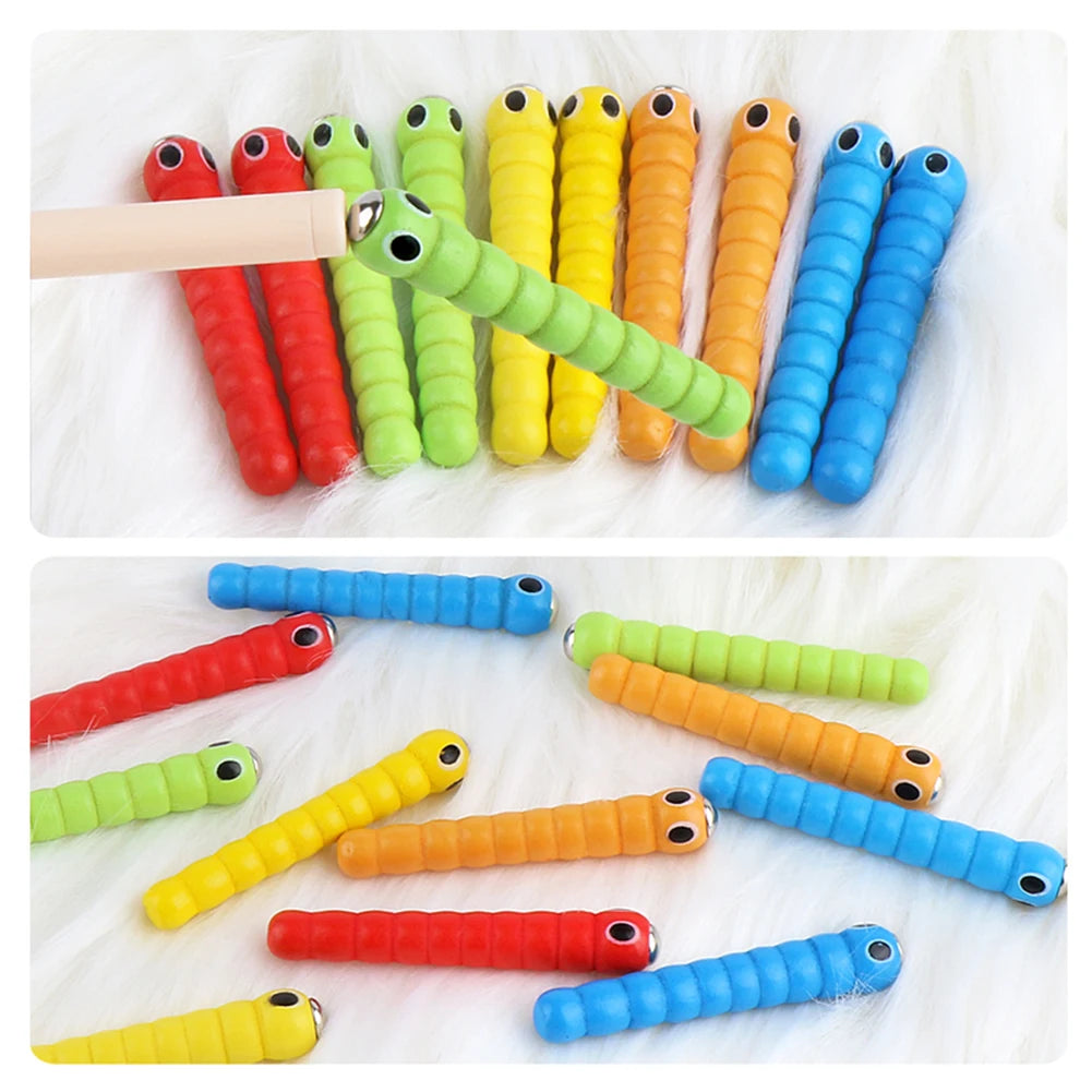 Wooden Magnetic Strawberry Bug Catching Game – A Fun and Educational Toy for Toddlers