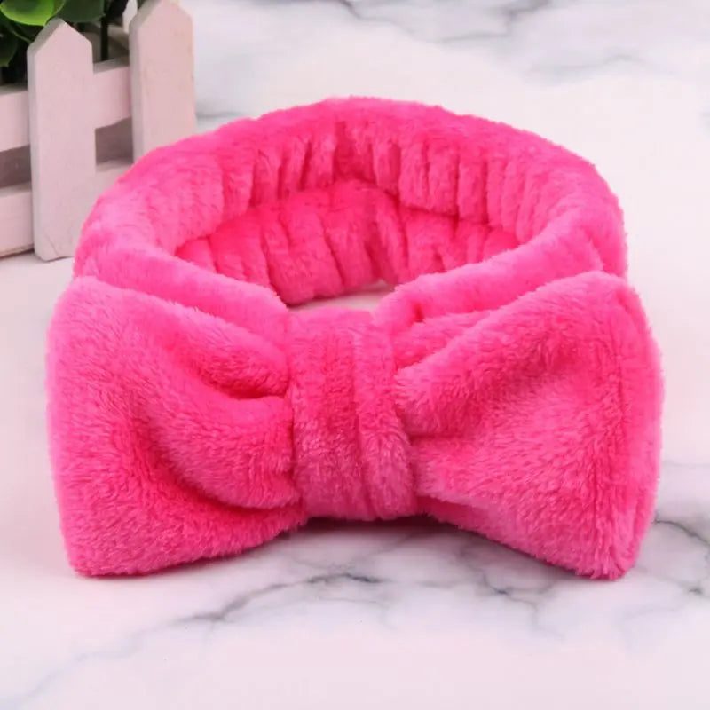 Coral Fleece Headband Elastic Kont Hairband Plush Headband Elastic Solid Korean Style Bow Hairbands Wash Face Hair Accessories