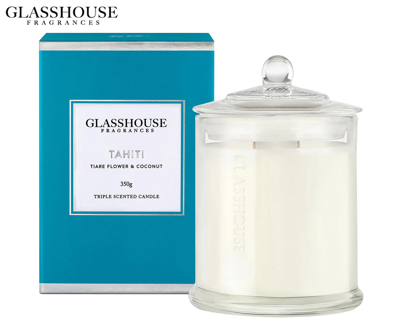 Glasshouse Tahiti - Tiare Flower & Coconut 350G Triple Scented Candle
