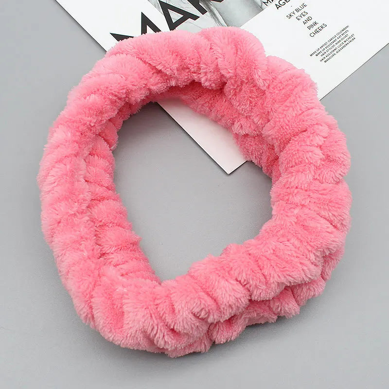 Coral Fleece Headband Elastic Kont Hairband Plush Headband Elastic Solid Korean Style Bow Hairbands Wash Face Hair Accessories