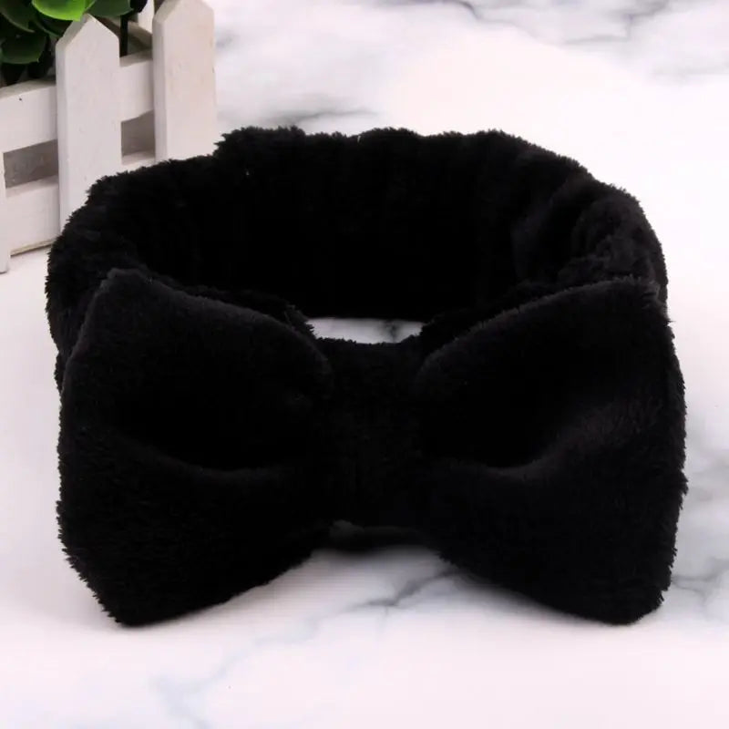 Coral Fleece Headband Elastic Kont Hairband Plush Headband Elastic Solid Korean Style Bow Hairbands Wash Face Hair Accessories