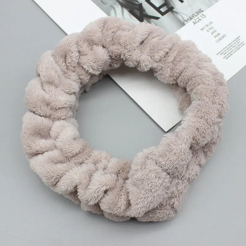Coral Fleece Headband Elastic Kont Hairband Plush Headband Elastic Solid Korean Style Bow Hairbands Wash Face Hair Accessories