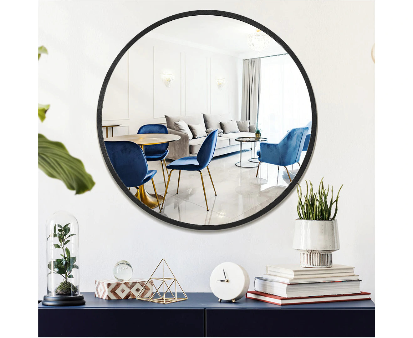 round Wall Mirror 60Cm Black Circle Vanity Mirror Metal Frame