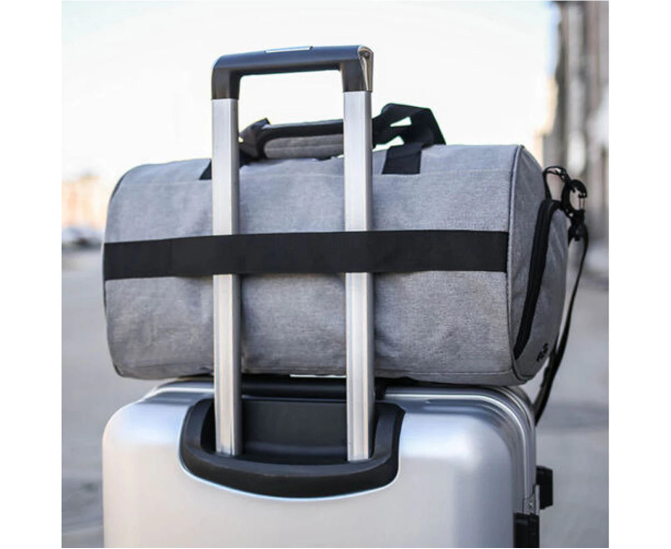 Gym Duffel Bags 30L Canvas Travel Bag Waterproof Fitness Shoes Compartment Shoe Grey