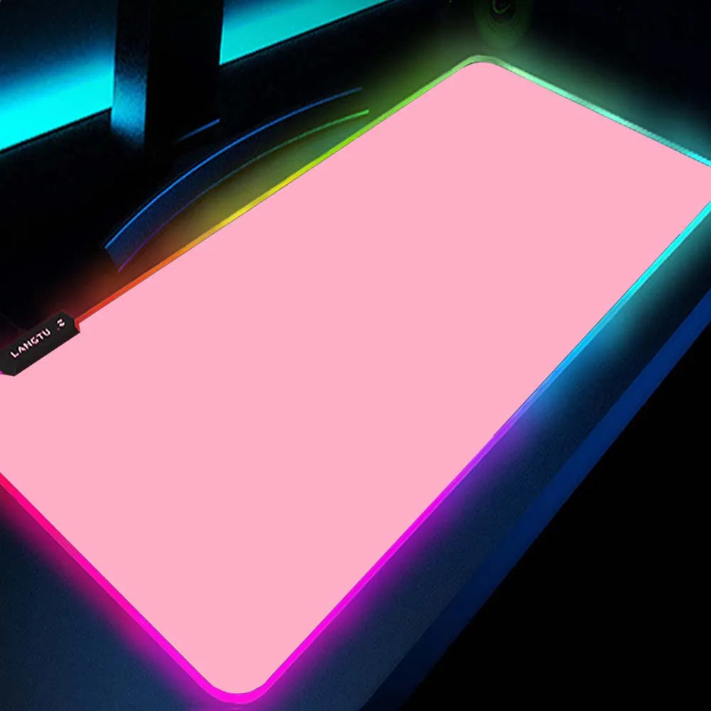 Black and White Mouse Pad Gamer Pink Mouse Mat Simple Gaming Led Lights Mousepad Rgb Computer Accessories Table Pads Large Mats