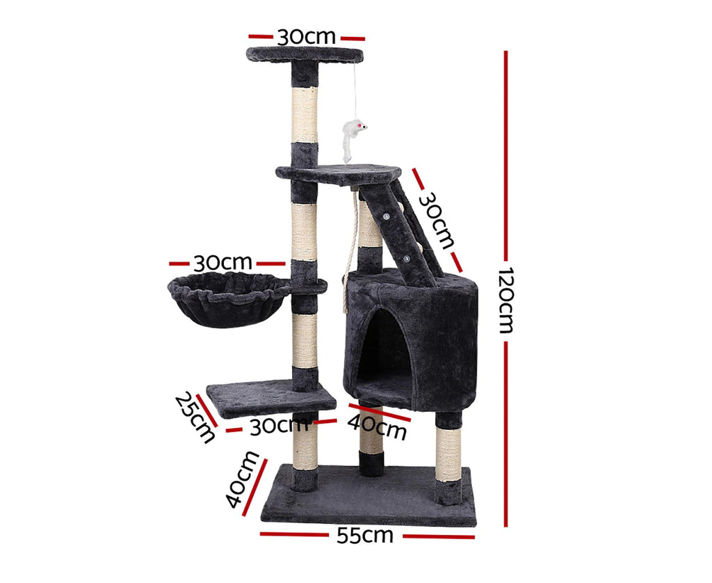 I.Pet Cat Tree 120Cm Tower Scratching Post Scratcher Wood Condo House Bed Toys