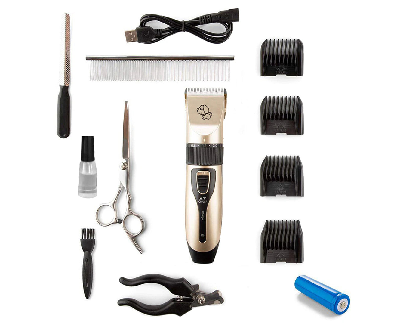 Pet/Dog Grooming Kit Cordless Clipper/Trimmer/Scissors Nail File Comb Set