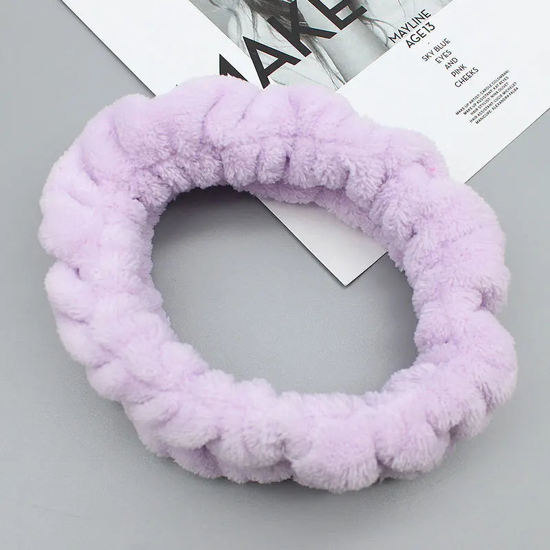 Coral Fleece Headband Elastic Kont Hairband Plush Headband Elastic Solid Korean Style Bow Hairbands Wash Face Hair Accessories