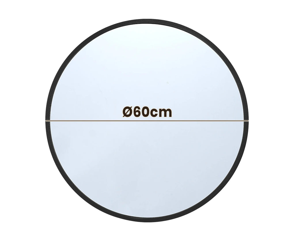 round Wall Mirror 60Cm Black Circle Vanity Mirror Metal Frame