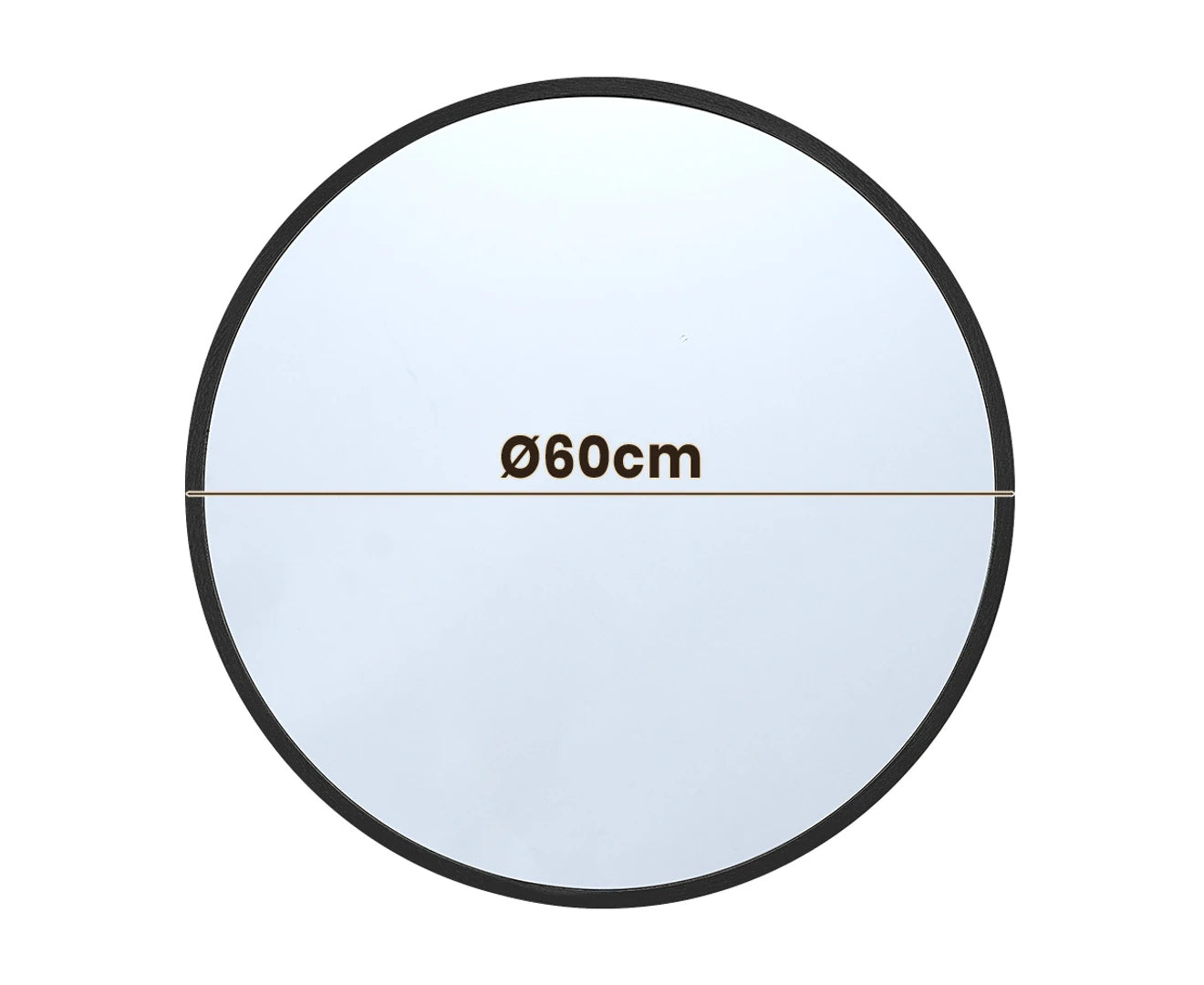 round Wall Mirror 60Cm Black Circle Vanity Mirror Metal Frame
