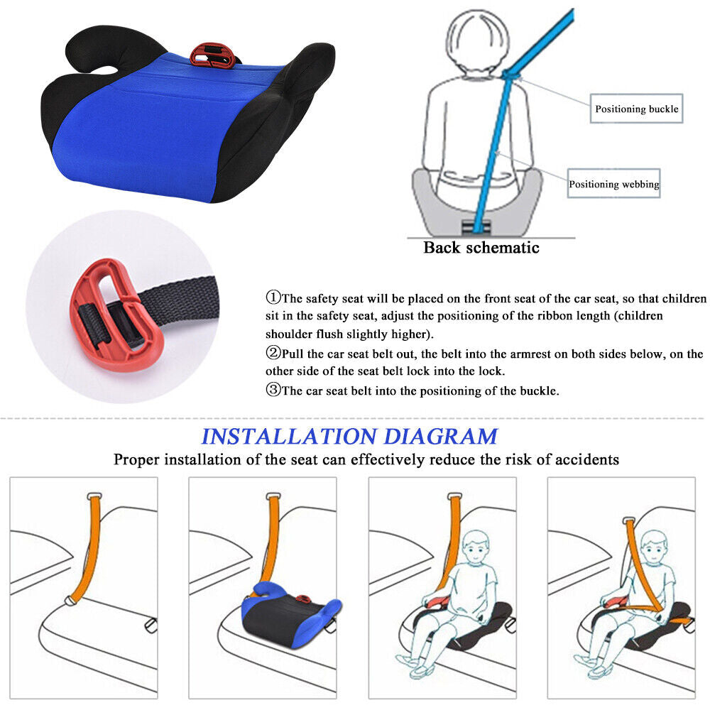4- 12 Years Car Booster Seat Chair Cushion Pad for Toddler Children Kids Sturdy