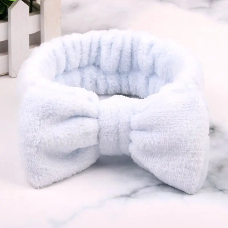 Coral Fleece Headband Elastic Kont Hairband Plush Headband Elastic Solid Korean Style Bow Hairbands Wash Face Hair Accessories