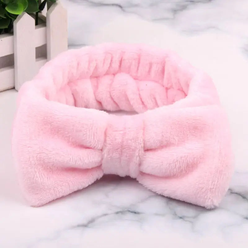 Coral Fleece Headband Elastic Kont Hairband Plush Headband Elastic Solid Korean Style Bow Hairbands Wash Face Hair Accessories