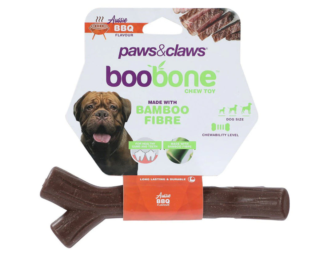 Paws & Claws Boobone 18.5Cm Bamboo Fibre Bone Dog Chew Treat/Toy Aussie BBQ