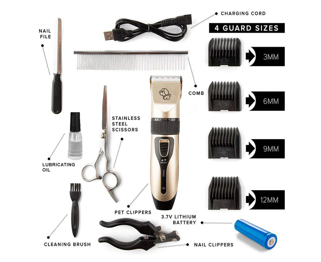 Pet/Dog Grooming Kit Cordless Clipper/Trimmer/Scissors Nail File Comb Set