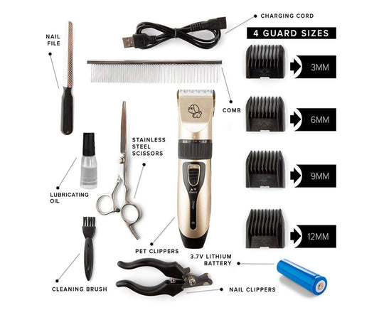 Pet/Dog Grooming Kit Cordless Clipper/Trimmer/Scissors Nail File Comb Set