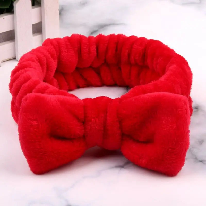 Coral Fleece Headband Elastic Kont Hairband Plush Headband Elastic Solid Korean Style Bow Hairbands Wash Face Hair Accessories