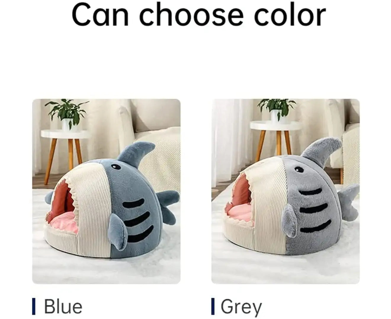 Shark Cat House Cute Pet Cat Bed Warm Soft Cat Nest Dog Litter Kitten Cave Litter Washable Cat Recliner Sofa Bed Comfortable Four Seasons (Grey,L)