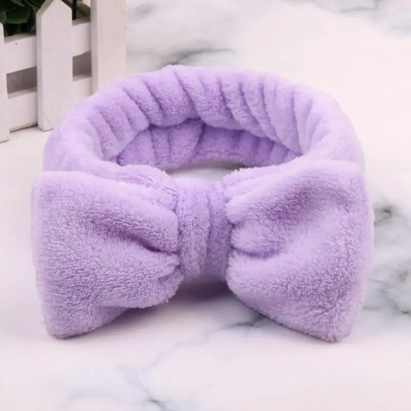 Coral Fleece Headband Elastic Kont Hairband Plush Headband Elastic Solid Korean Style Bow Hairbands Wash Face Hair Accessories