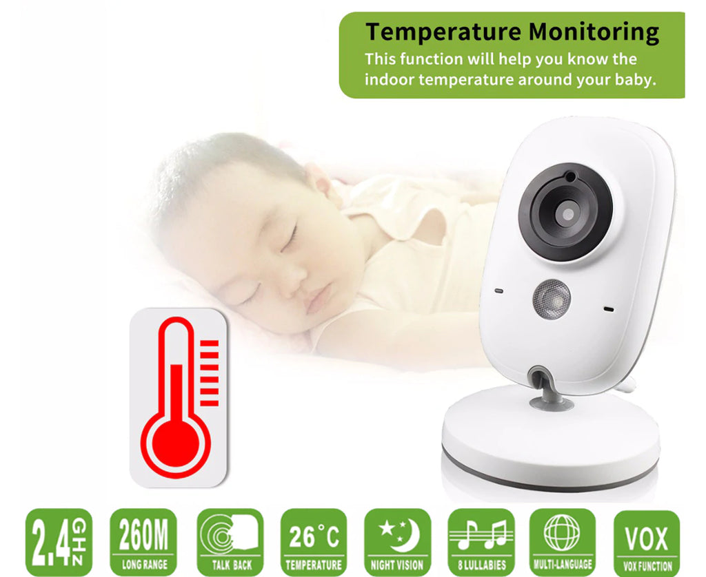 VB603 2.4Ghz 3.2Inch LCD Display Wireless Baby Monitor Video with Night Vision Temperature Monitoring Baby Phone Audio Monitor