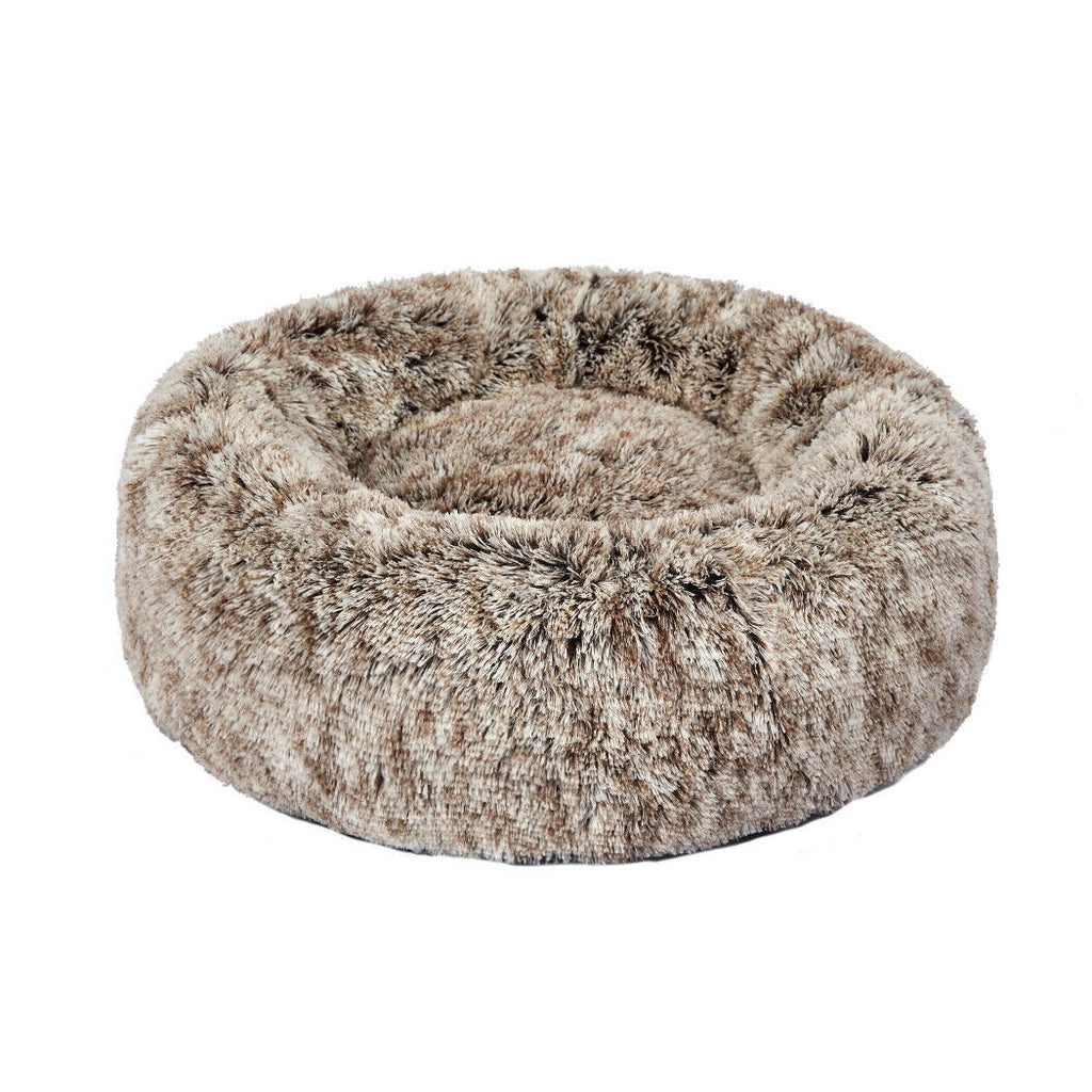 Dog Cat Pet Calming Bed Warm Soft Plush round Nest Comfy Sleeping Kennel Cave AU