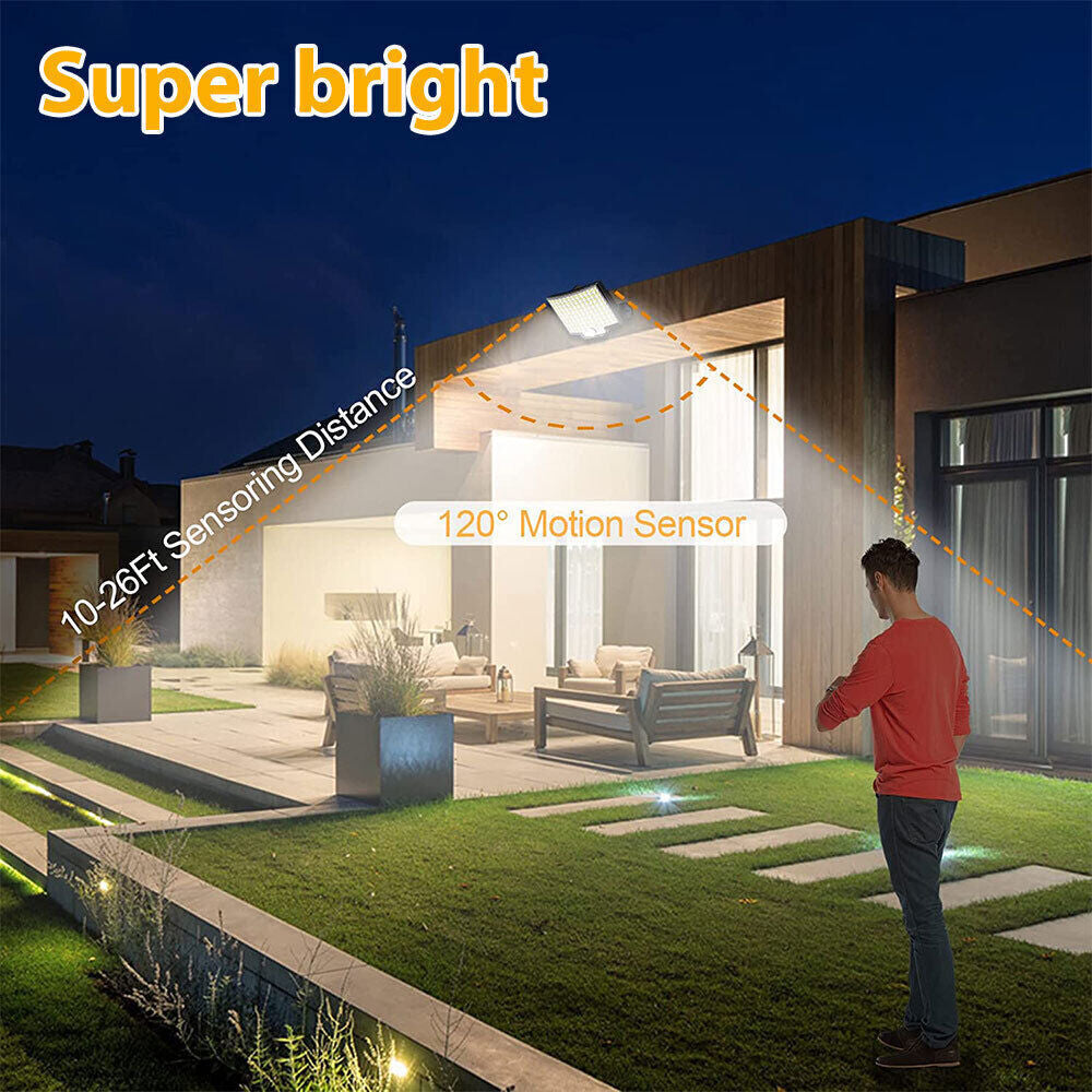106 LED Solar Motion Sensor Light Outdoor IP65 Wall Security Garden Flood Lamp