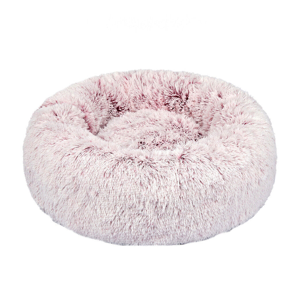 Dog Cat Pet Calming Bed Warm Soft Plush round Nest Comfy Sleeping Kennel Cave AU
