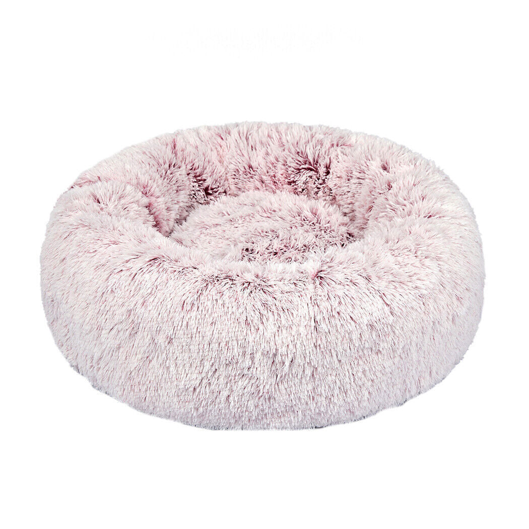 Dog Cat Pet Calming Bed Warm Soft Plush round Nest Comfy Sleeping Kennel Cave AU