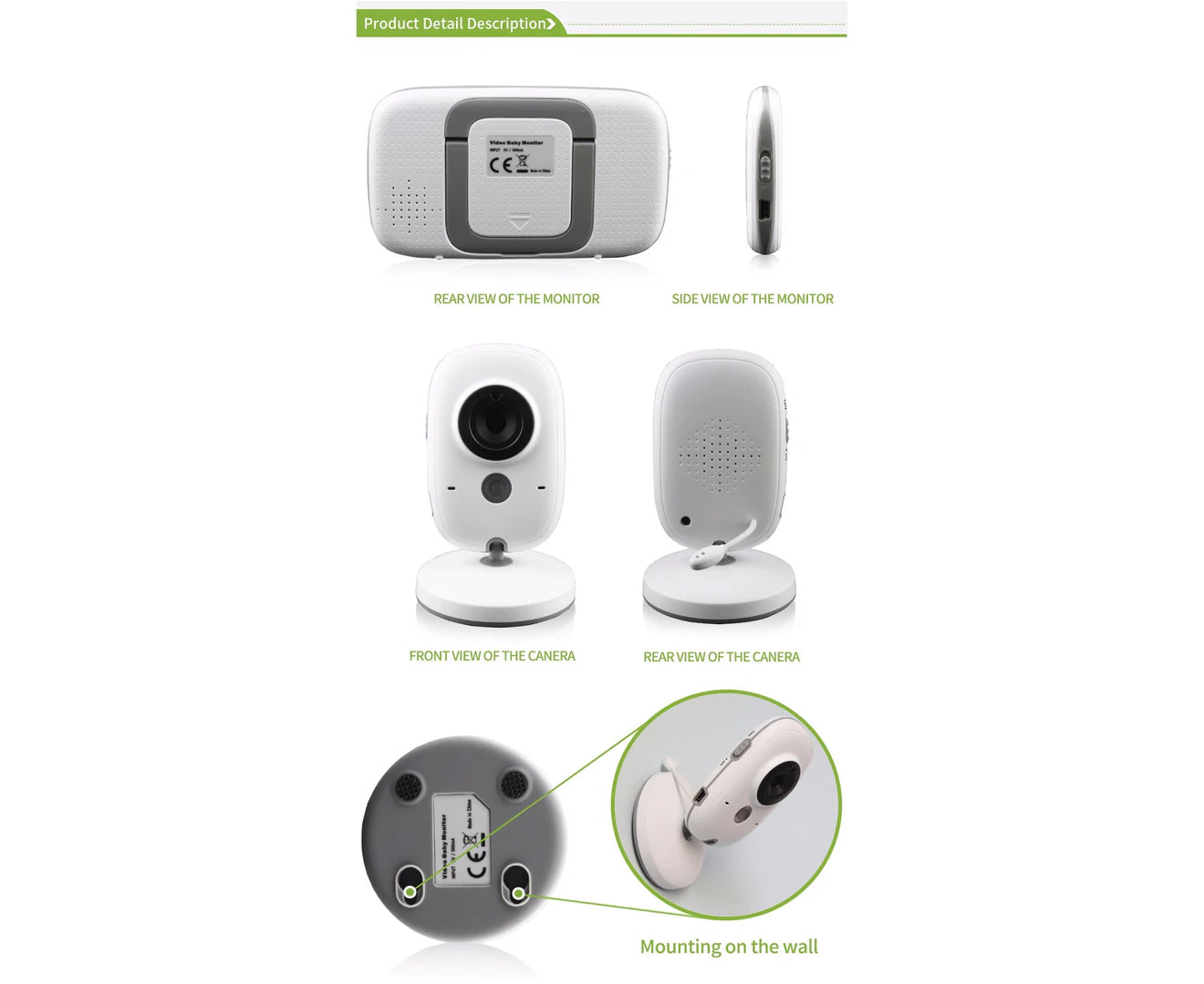 VB603 2.4Ghz 3.2Inch LCD Display Wireless Baby Monitor Video with Night Vision Temperature Monitoring Baby Phone Audio Monitor