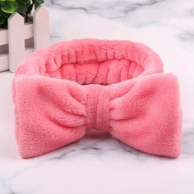 Coral Fleece Headband Elastic Kont Hairband Plush Headband Elastic Solid Korean Style Bow Hairbands Wash Face Hair Accessories