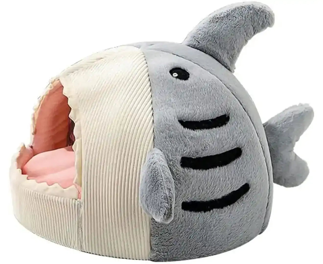 Shark Cat House Cute Pet Cat Bed Warm Soft Cat Nest Dog Litter Kitten Cave Litter Washable Cat Recliner Sofa Bed Comfortable Four Seasons (Grey,L)
