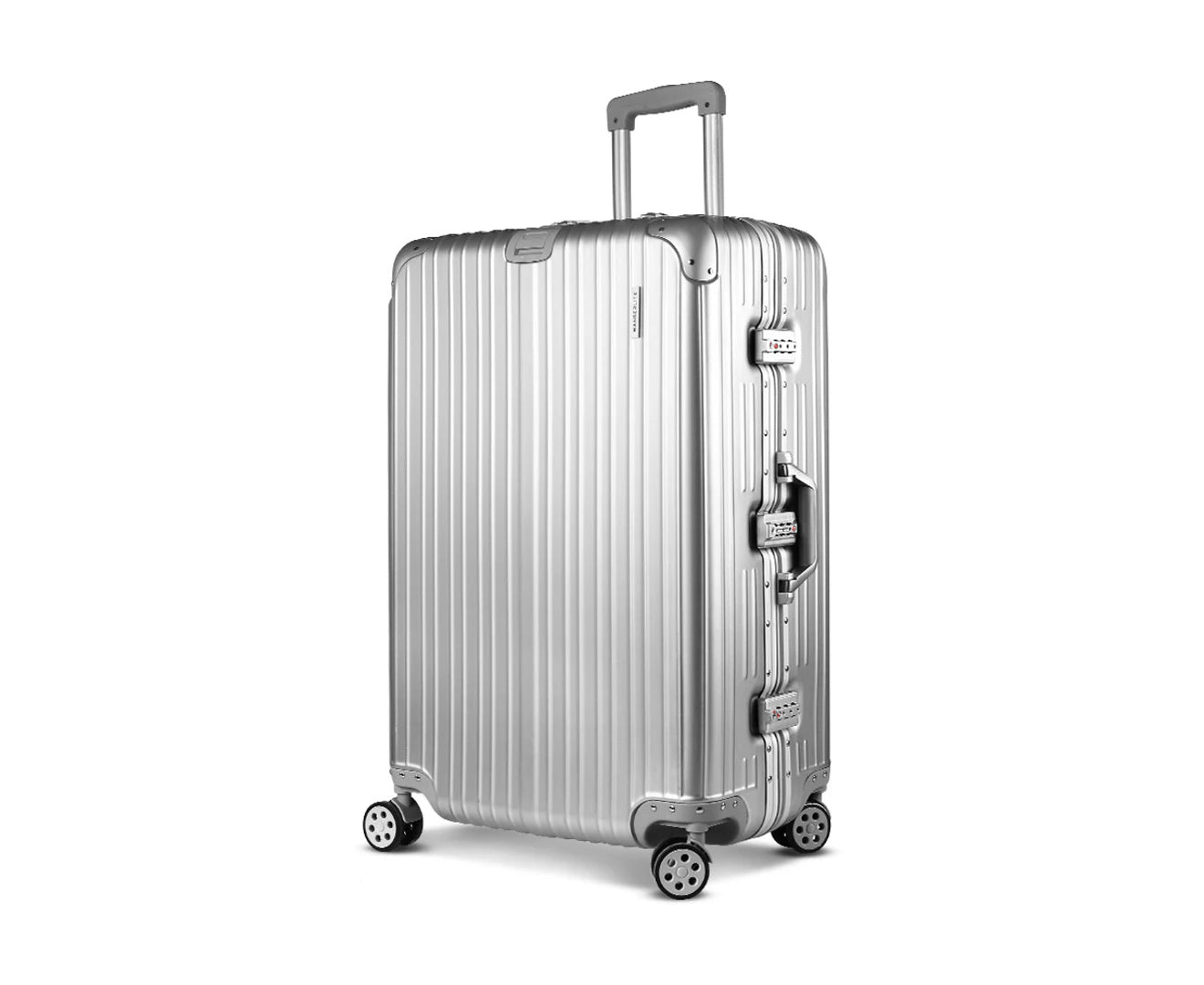 28" Luggage Trolley Travel Suitcase Set TSA Carry on Lightweight Aluminum Silver