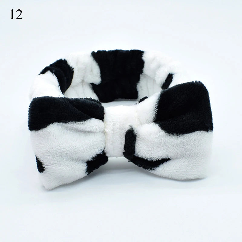 Coral Fleece Headband Elastic Kont Hairband Plush Headband Elastic Solid Korean Style Bow Hairbands Wash Face Hair Accessories